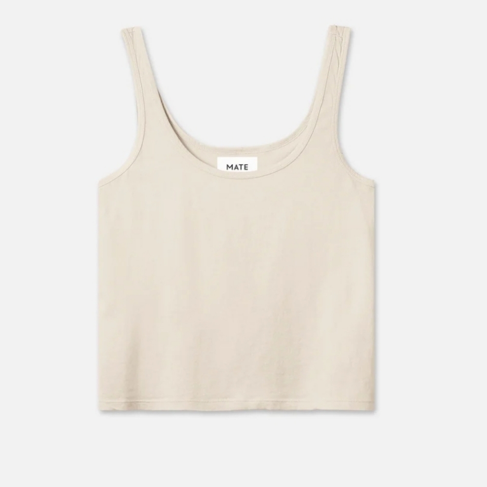 Mate The Label Organic Cotton Layering Tank In Bone - Picture 2 of 6